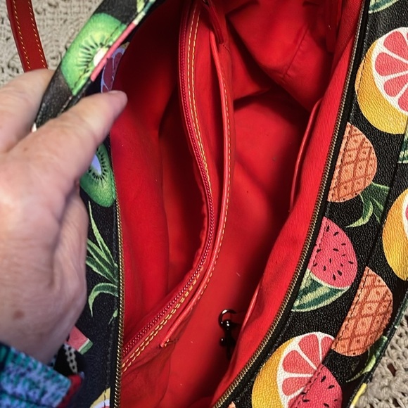 DOONEY & BOURKE Summer Fruit Print Tote Purse Watermelon‎ Pineapple Kiwi 16.5x11 - Picture 13 of 16